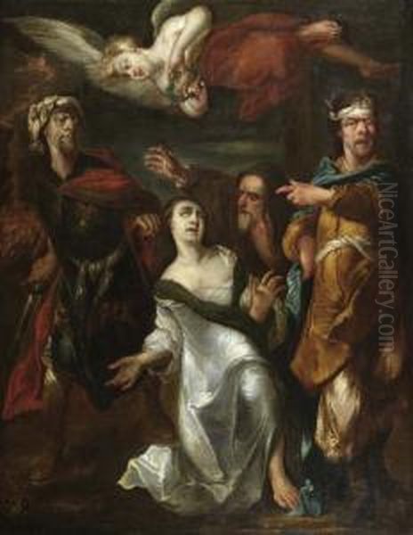 Biblical Scene. 1687. Oil Painting by Jacob Huysmans