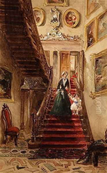 The Staircase, Grimstone Oil Painting by Lady Honoria Cadogan