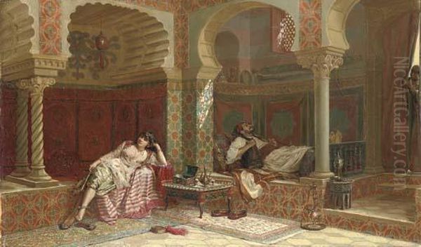 L'apres-midi Oriental Oil Painting by Jan Baptist Huysmans