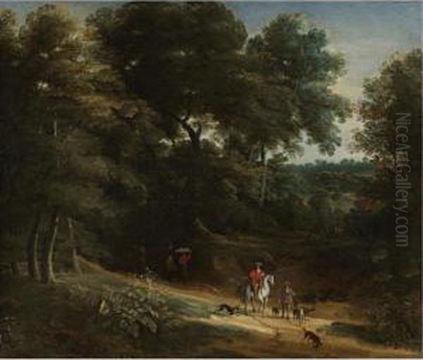 Landscape With Hunters Oil Painting by Jan Baptist Huysmans