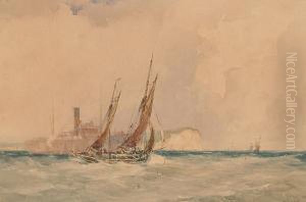 Shipping Off A Coast Oil Painting by William Hyams