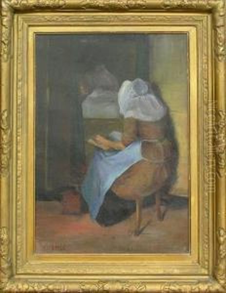 Reading By The Bedside Oil Painting by Helen Hyde