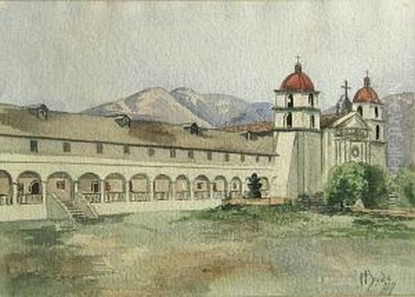 Santa Barbara Mission Oil Painting by Helen Hyde