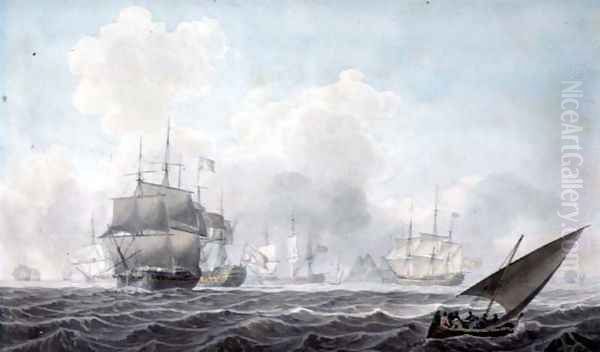 English Ships of War Oil Painting by Robert Cleveley