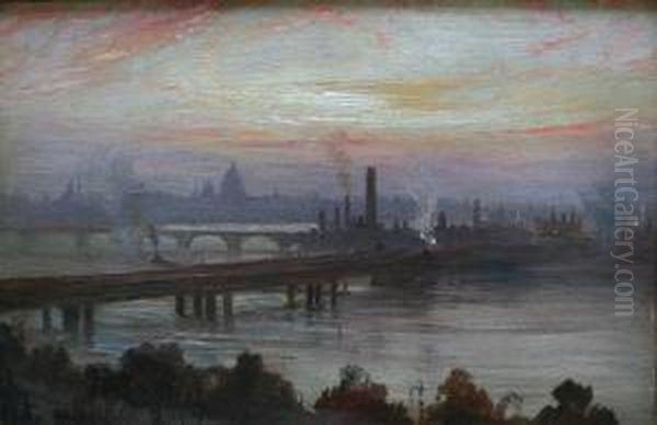 Charing Cross Bridge Oil Painting by George Hyde Pownall