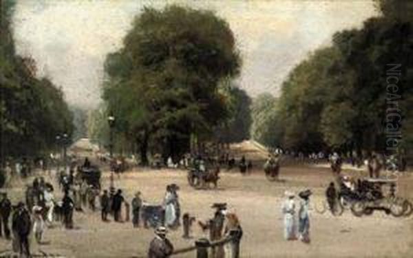 Rotten Row From Hyde Park Corner Oil Painting by George Hyde Pownall