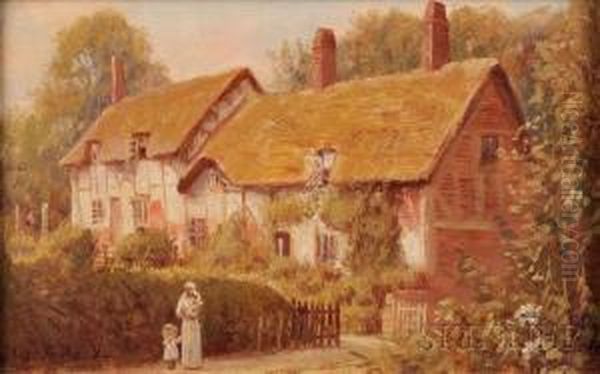 Mother And Child Before A Cottage Oil Painting by George Hyde Pownall