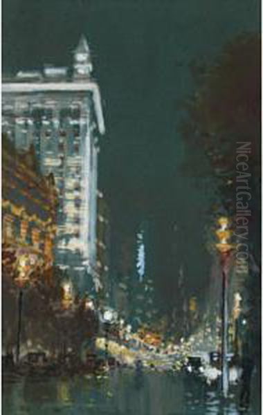 Collins Street, Melbourne Oil Painting by George Hyde Pownall