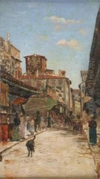 Italian Street Scene Oil Painting by George Hyde Pownall