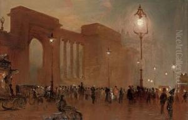 Sunday Evening, Hyde Park Corner Oil Painting by George Hyde Pownall