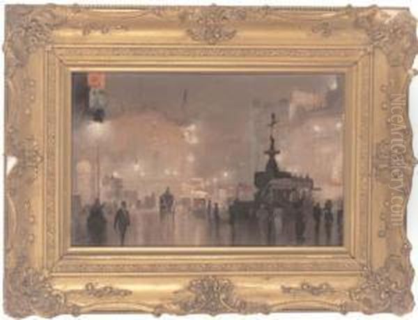 Piccadilly Circus Oil Painting by George Hyde Pownall