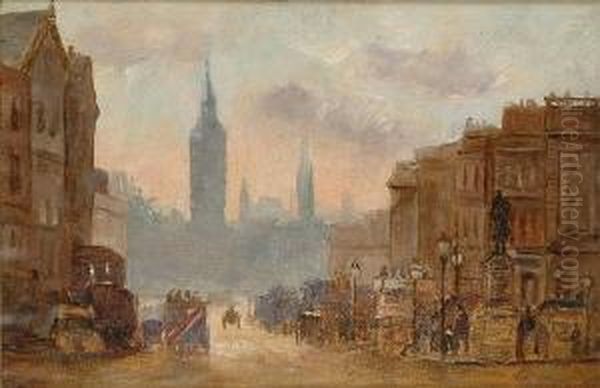 Northumberland Avenue Towards Parliment Square Oil Painting by George Hyde Pownall