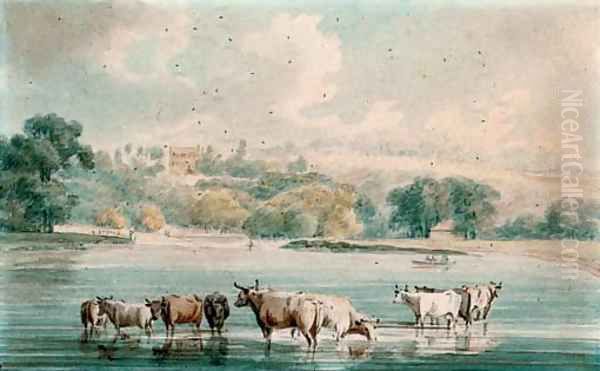 Richmond Hill from Petersham Meadows Oil Painting by Robert Cleveley