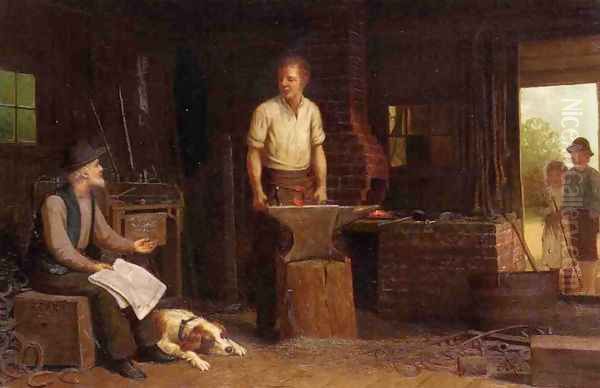 The Blacksmith's Shop Oil Painting by Samuel S. Carr