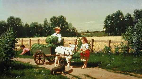 The Goat Cart, 1882 Oil Painting by Samuel S. Carr