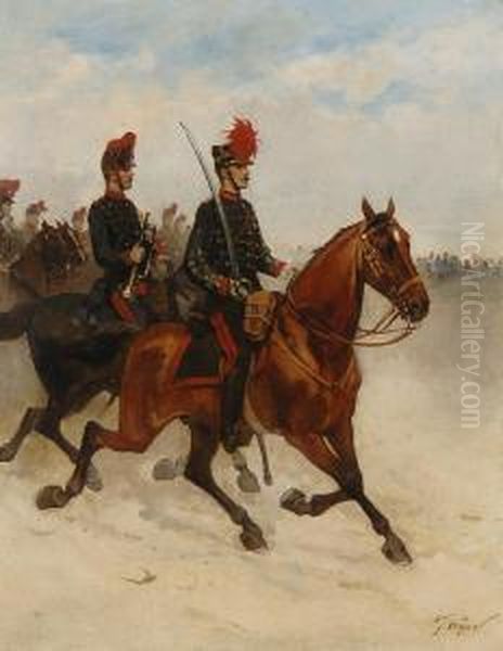 Cavalerie Au Defile Oil Painting by Georges-Louis Hyon