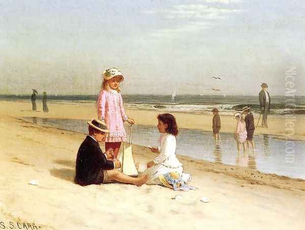 Children on the Beach I Oil Painting by Samuel S. Carr