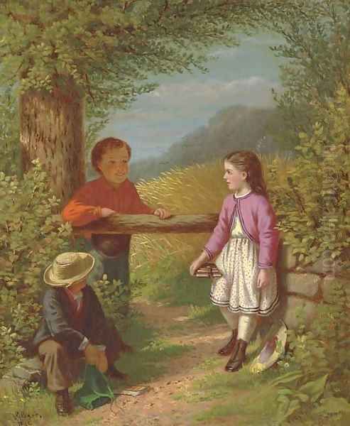 School Days in the Country Oil Painting by Samuel S. Carr