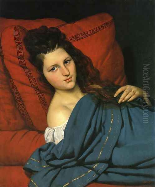 Half-length Woman Lying on a Couch 1829 Oil Painting by Joseph-Desire Court