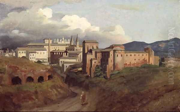 View of St. John Lateran, Rome, 1822 Oil Painting by Joseph-Desire Court