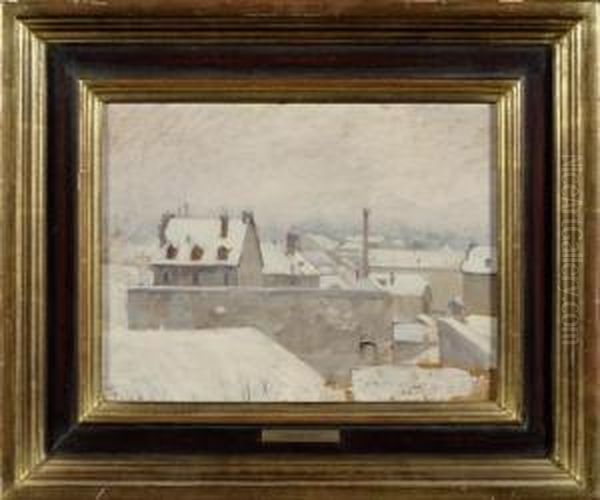 View Of Carouge In Winter Oil Painting by Jean Daniel Ihly