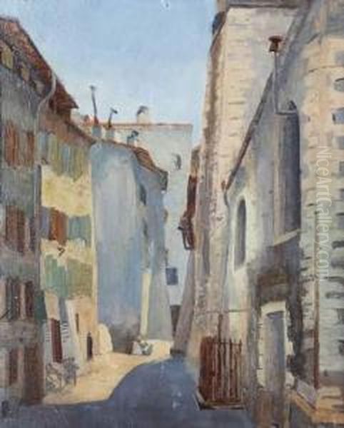 La Rue Des Chausses-coqs A Geneve Oil Painting by Jean Daniel Ihly