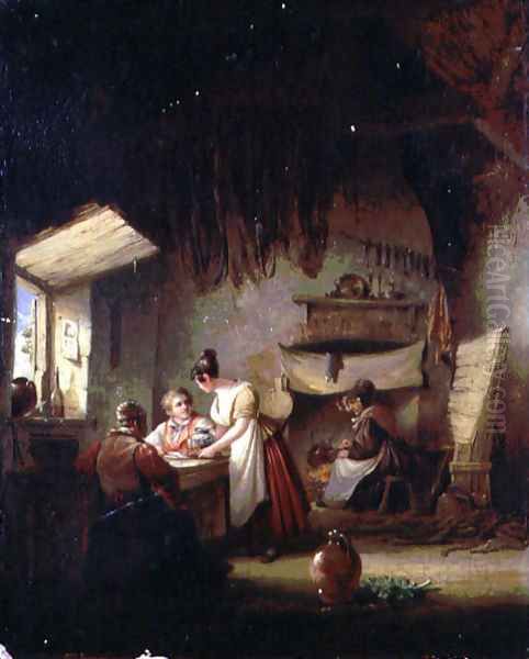 Interior with Figures, 1835 Oil Painting by Nicholas Condy