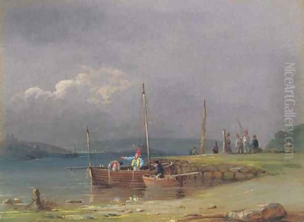 Plymouth Hoe and Drake's Island from Cremyll Point Oil Painting by Nicholas Condy