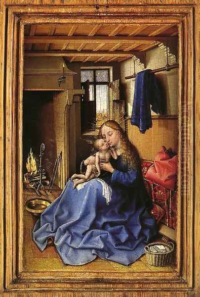 Virgin and Child in an Interior Oil Painting by Robert Campin