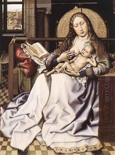 The Virgin and Child before a Firescreen Oil Painting by Robert Campin