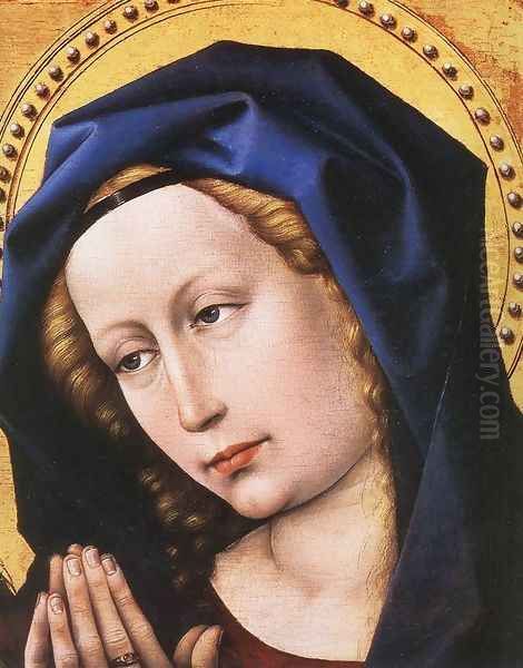 Blessing Christ and Praying Virgin (detail) 2 Oil Painting by Robert Campin