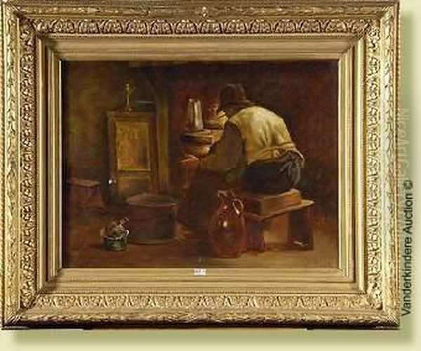 Vieil Homme Dans Un Interieur Oil Painting by Josse Impens