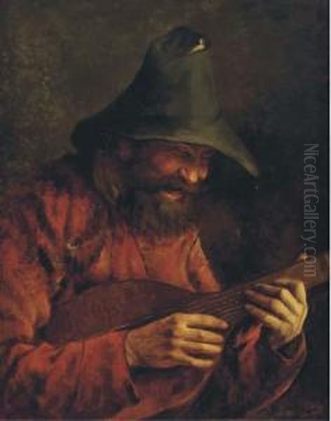 The Lute Player Oil Painting by Josse Impens