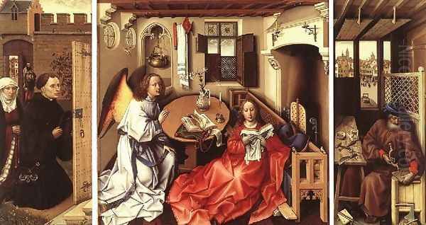 Mérode Altarpiece - Full View Oil Painting by Robert Campin