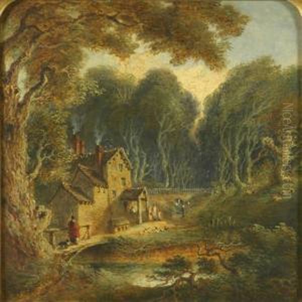 A Woodland Cottage Oil Painting by Joseph Murray Ince