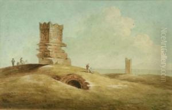 Coastal Scene With Memorial And Tower Oil Painting by Joseph Murray Ince