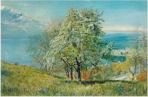 The Lake Of Geneva, From The North Oil Painting by John William Inchbold