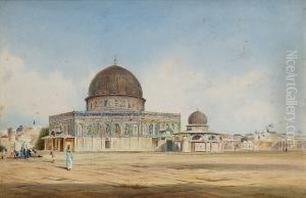 The Dome Of The Rock (qubbat As-sakhra), The Temple Mount, Jerusalem Oil Painting by Stanley Inchbold