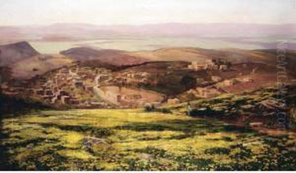 View Of A Town In The Middle East Oil Painting by Stanley Inchbold