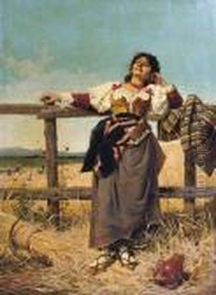 A Rest From Harvesting Oil Painting by Filippo Indoni