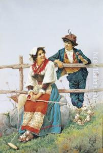 The Courtship Oil Painting by Filippo Indoni