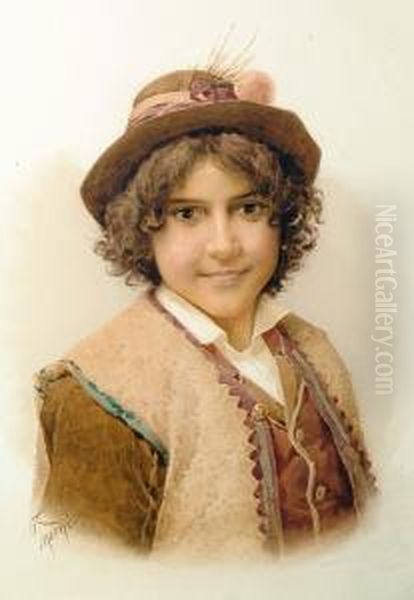 Portrait Of A Young Boy Oil Painting by Filippo Indoni