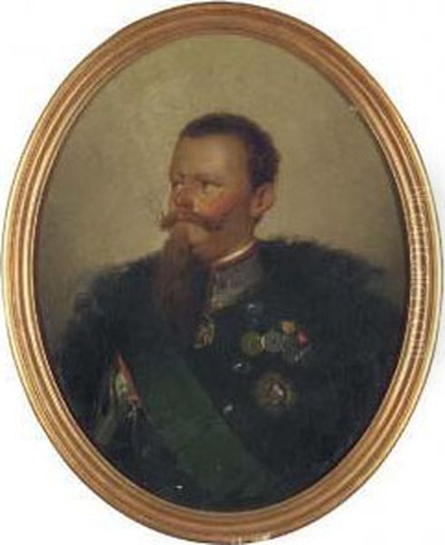 Portrait Of Vittorio Emanuele Ii, King Of Italy (1820-1878) Oil Painting by Girolamo Induno