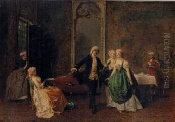 Dancing Lesson Oil Painting by Girolamo Induno