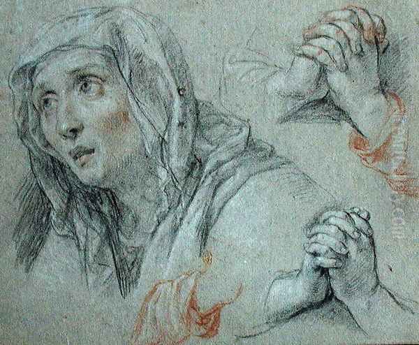 Studies for the Figure of the Virgin, c.1700 Oil Painting by Antoine Coypel