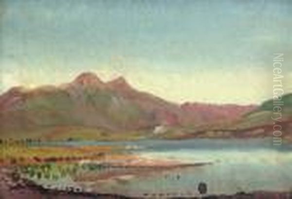 Mountains And Lake, Wales Oil Painting by James Dickson Innes