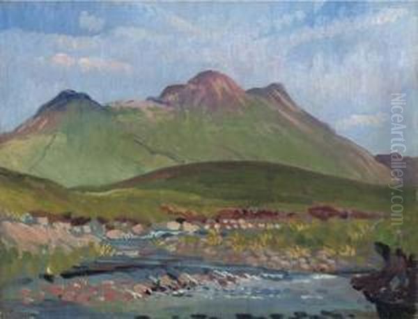 Mountain With Small Meandering Stream Oil Painting by James Dickson Innes