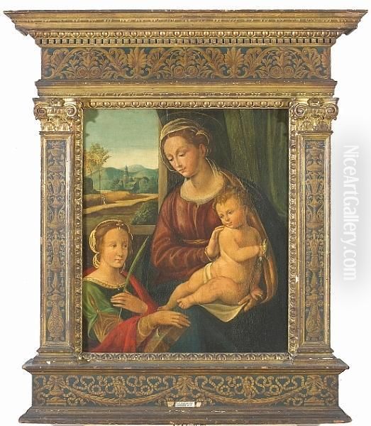 The Madonna And Christ Child With Saint Catherine Of Alexandria Oil Painting by Innocenzo Da Imola