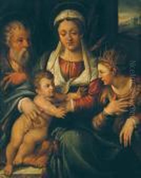 Sacra Famiglia Con San Caterina Di
Alessandria Oil Painting by Innocenzo Da Imola