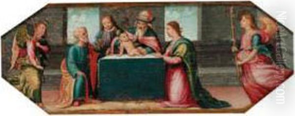 The Circumcision- A Predella Panel Oil Painting by Innocenzo Da Imola